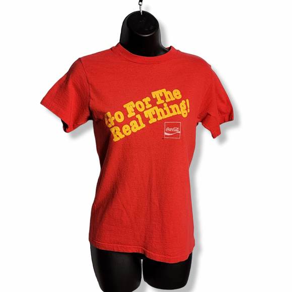 Vintage Small Red COCA-COLA T-Shirt Go For the Real Thing COKE - Picture 9 of 14